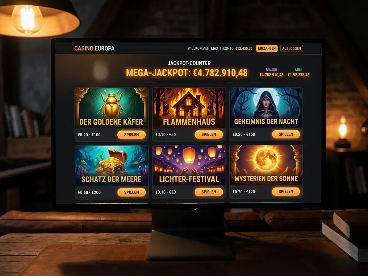 Lobby von Hotloot mit Slots, Live-Casino und Tischspielen